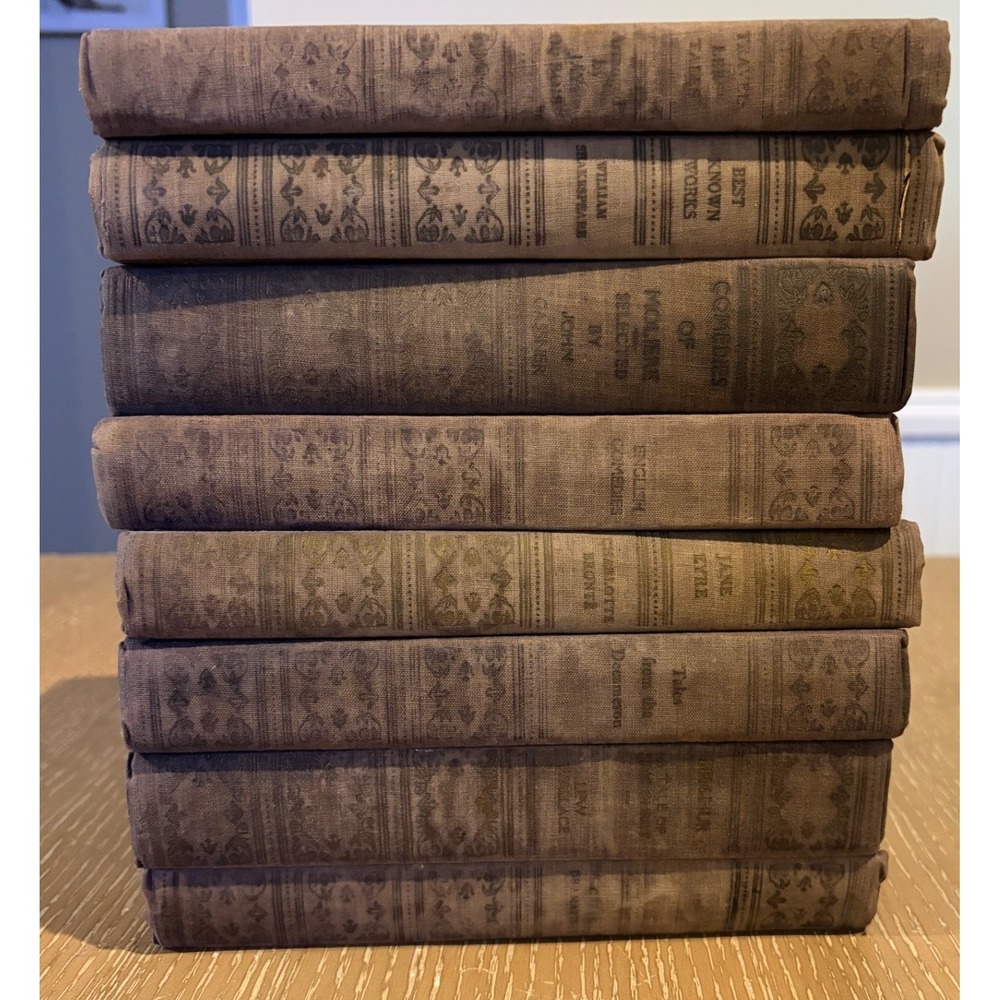 Vintage Classic Literature Hardcover Books Lot 8 Clothbound Decorative Patina